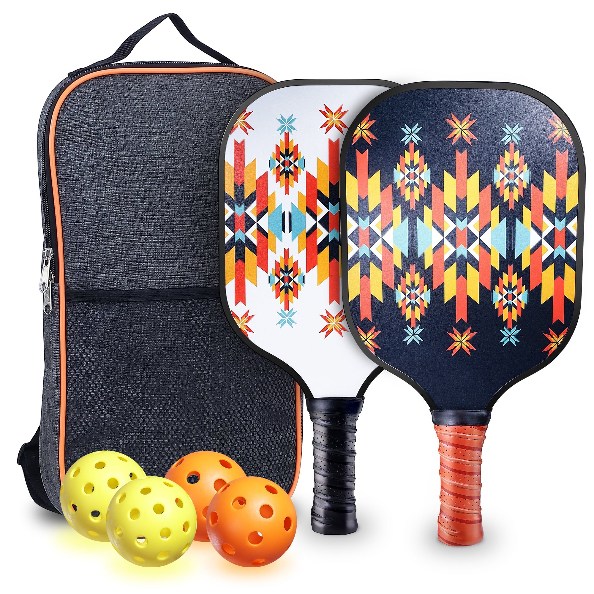 Luxmo Premium Pickleball Paddle Set - 2 Lightweight Paddles with Fiberglass Surface, Polypropylene Core, 4 Balls & Carry Bag Included!