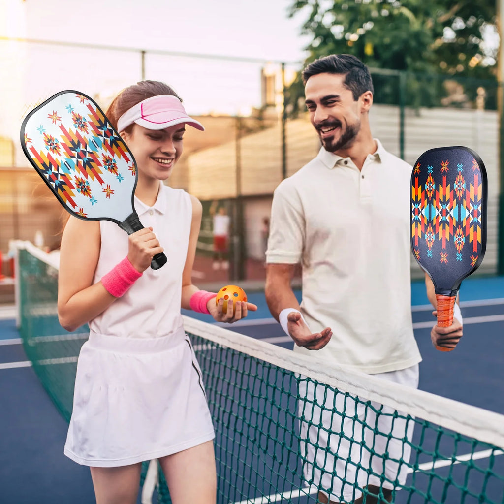 Luxmo Premium Pickleball Paddle Set - 2 Lightweight Paddles with Fiberglass Surface, Polypropylene Core, 4 Balls & Carry Bag Included!