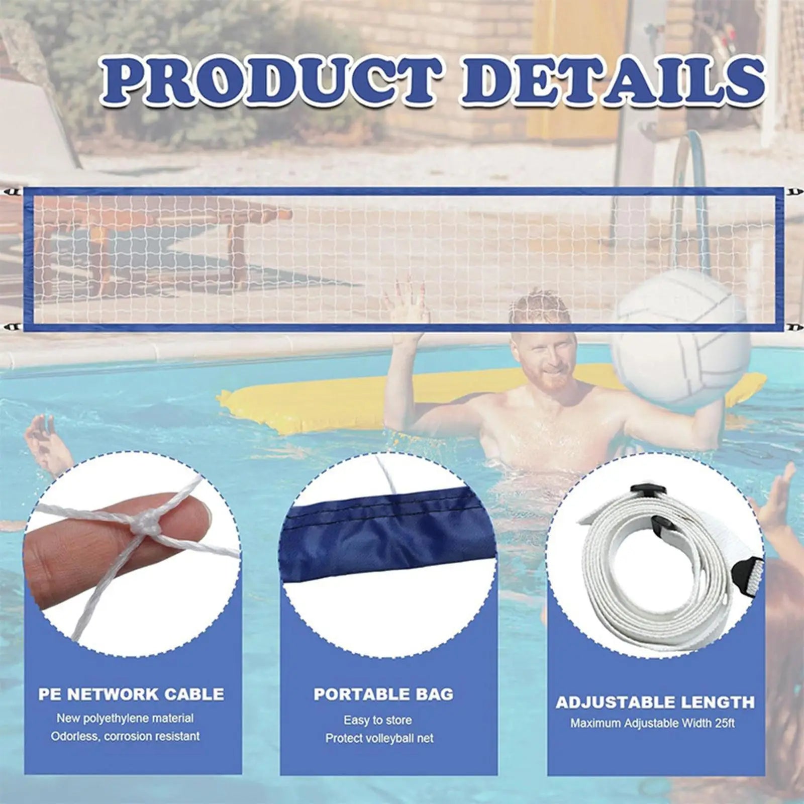 Portable Volleyball Net with Carrying Bag - 15ft x 3ft Folding Training Net for Indoor & Outdoor Fun!