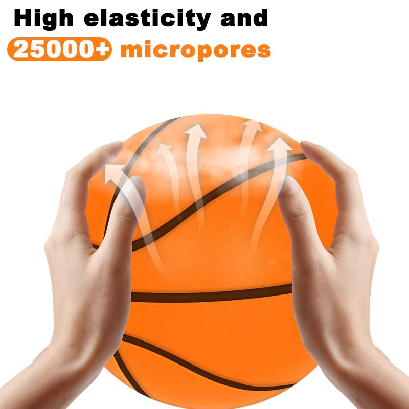 Silent Squeezable Basketball - High Density Soft PU Foam for Indoor Fun, Mute Bouncing, Perfect Quiet Sports Toy for Kids