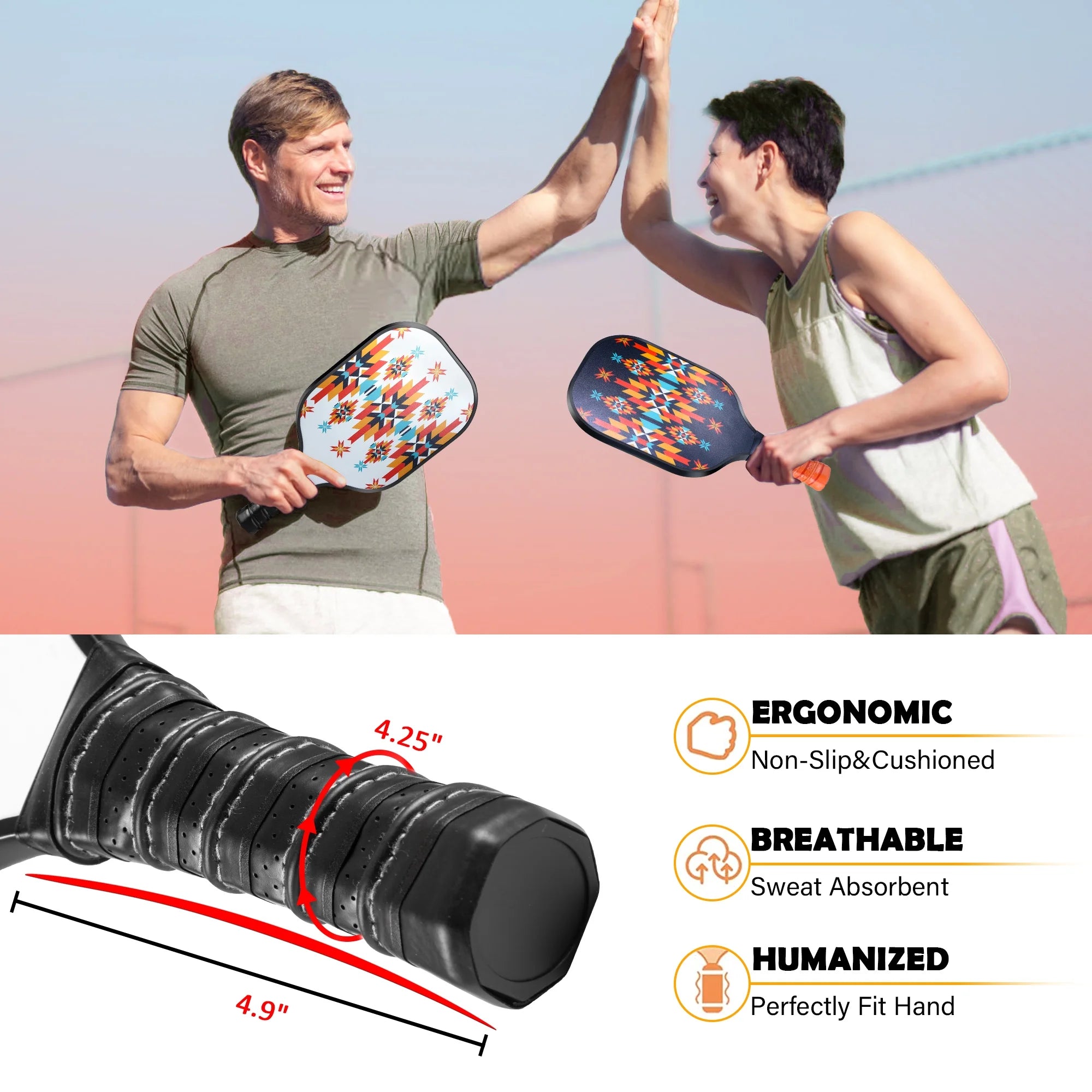Luxmo Premium Pickleball Paddle Set - 2 Lightweight Paddles with Fiberglass Surface, Polypropylene Core, 4 Balls & Carry Bag Included!