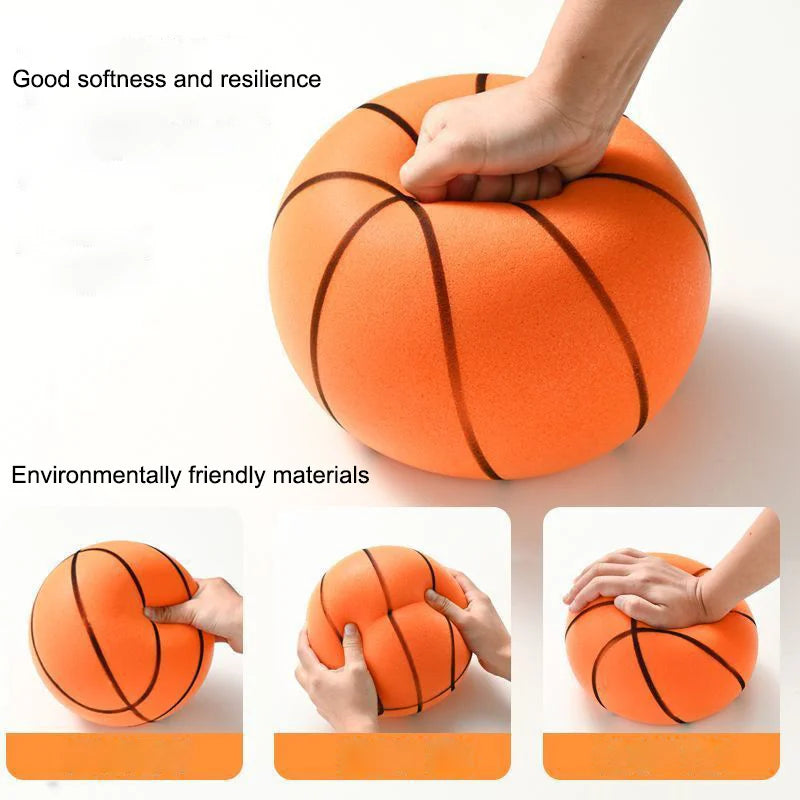 Silent Squeezable Basketball - High Density Soft PU Foam for Indoor Fun, Mute Bouncing, Perfect Quiet Sports Toy for Kids