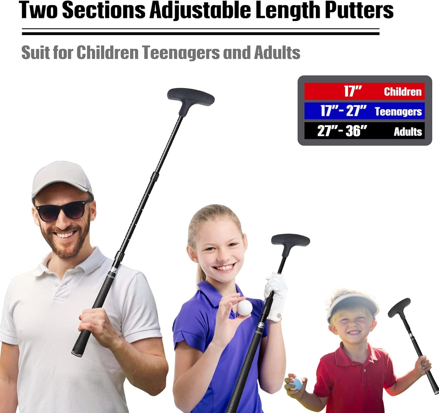Junior Golf Putter Set - Adjustable Toddler Golf Clubs with 5 Practice Balls and Cap for Mini Golf Fun!