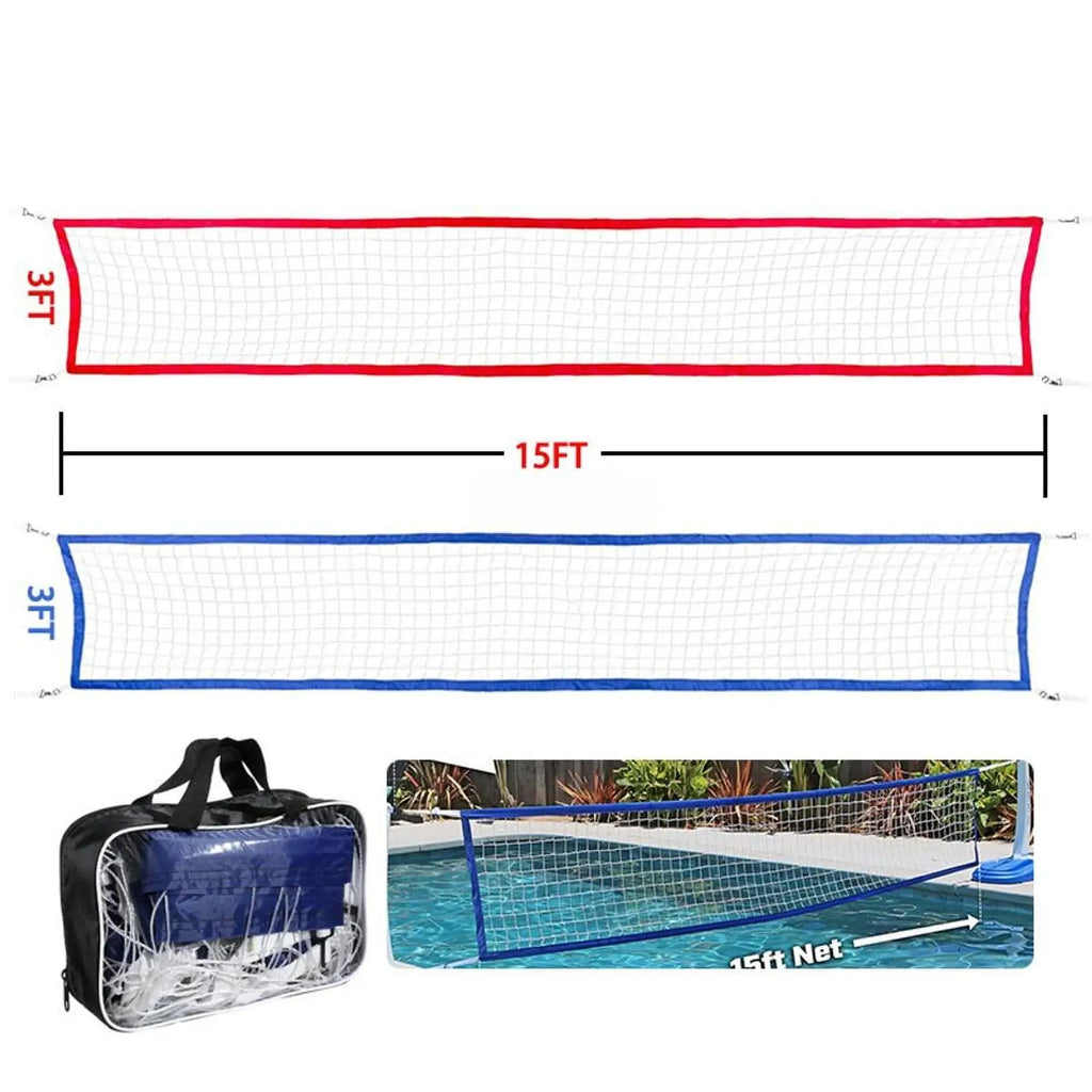 Portable Volleyball Net with Carrying Bag - 15ft x 3ft Folding Training Net for Indoor & Outdoor Fun!