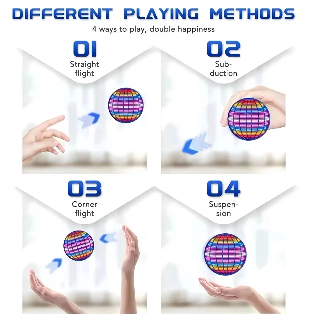 2026 Hand-Controlled Flying Ball Toy - Boomerang Hover Ball with Magic Lights & Fidget Spinner Fun!